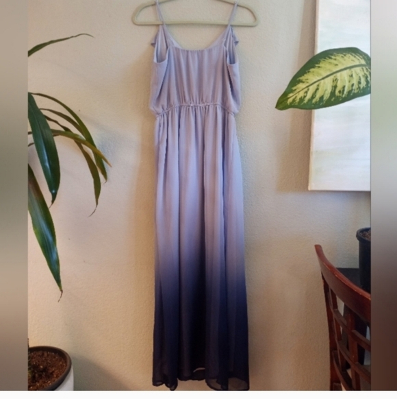 Lauren Conrad Ruffled Sweetheart Neckline Sphaghetti Strap Icy Blue Ombre Dress - Picture 4 of 6
